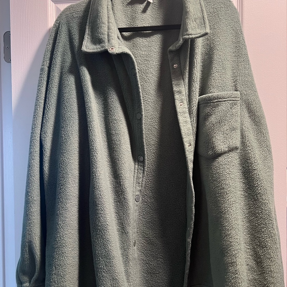 ASOS Curve Green Teddy Jacket Cozy Chic Essential